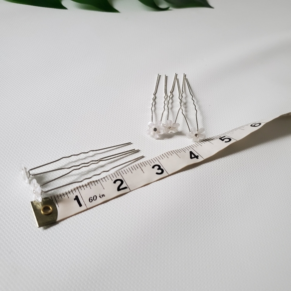 5 Piece Acrylic Flower Hair Pin Set Bride Wedding - Picture 7 of 8